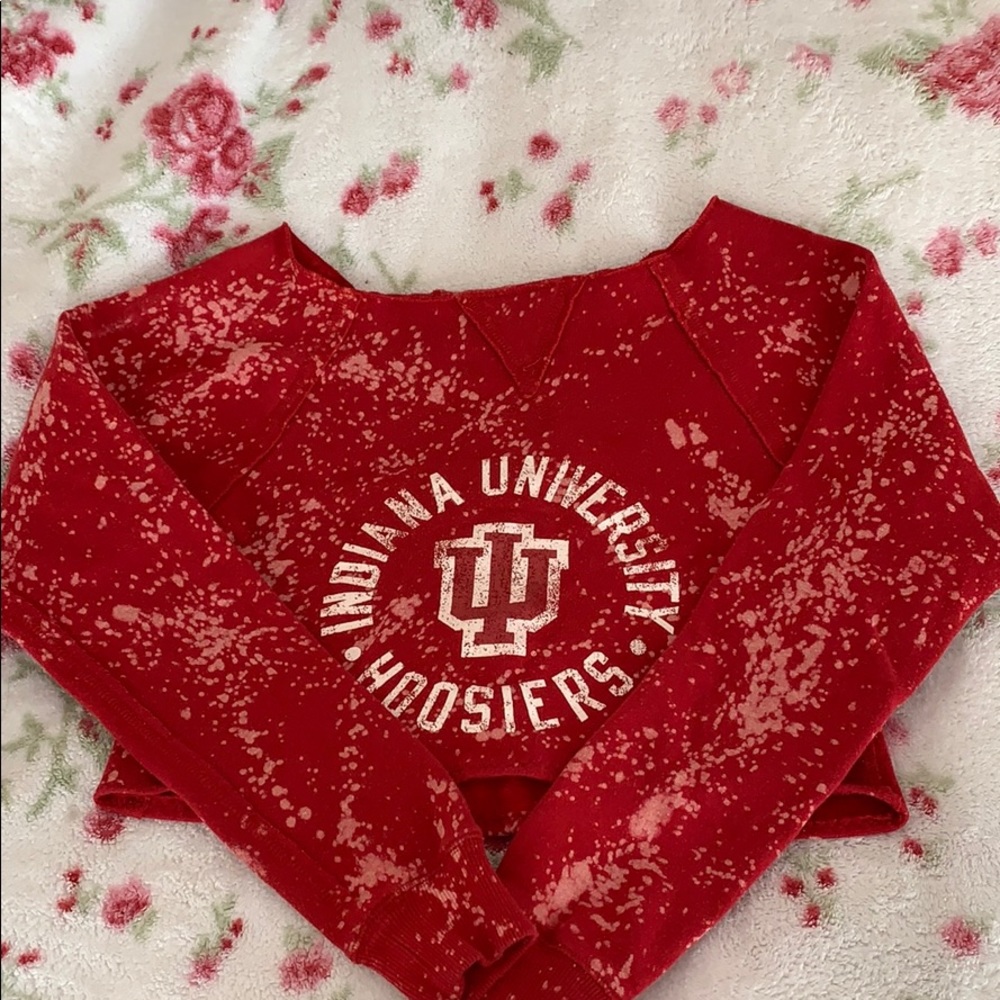 bleached cropped Indiana University sweatshirt